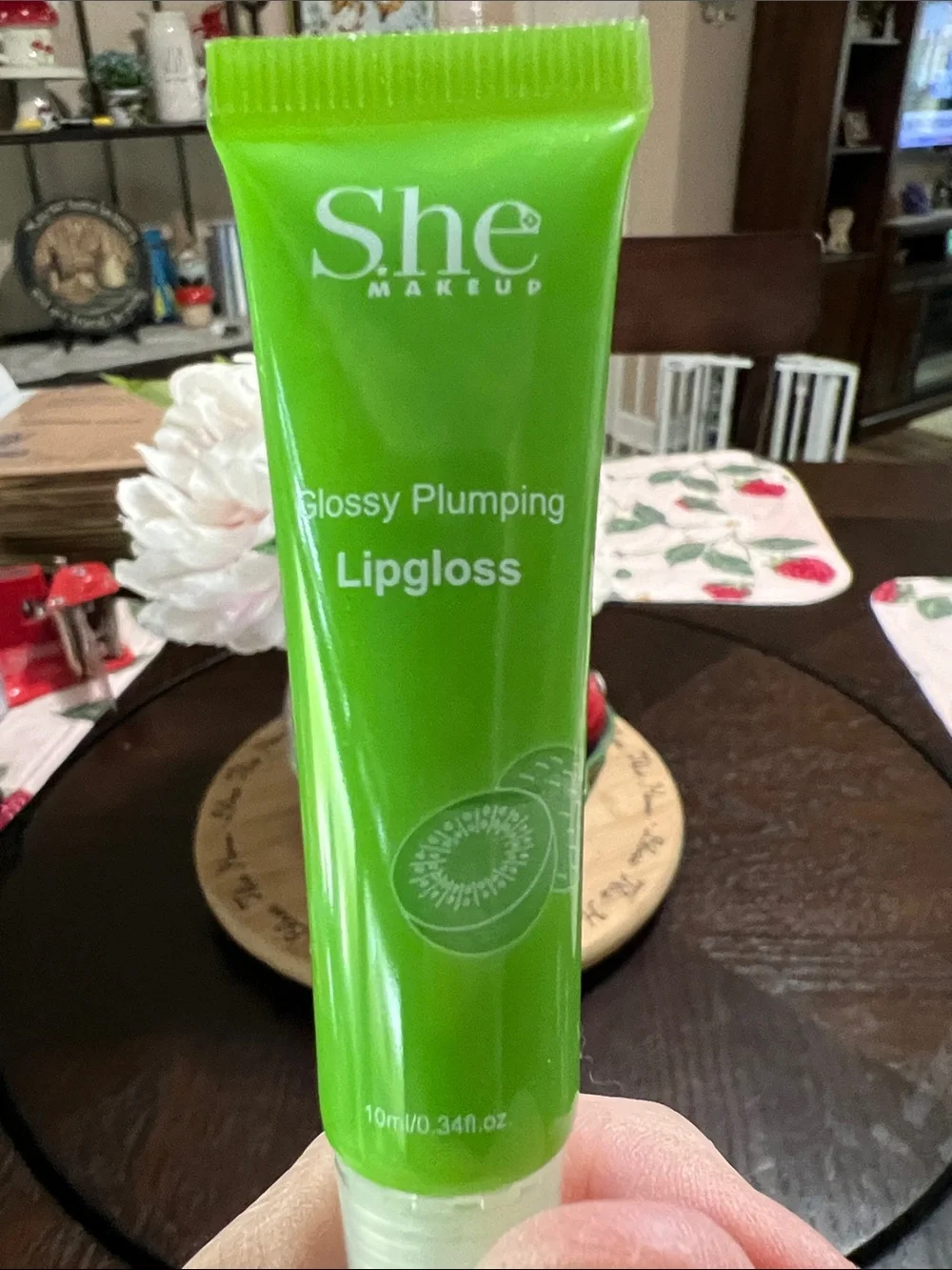 New SHE Beauty BUNDLE Glossy Plumping Lipgloss Trio - Green, Peach, Red